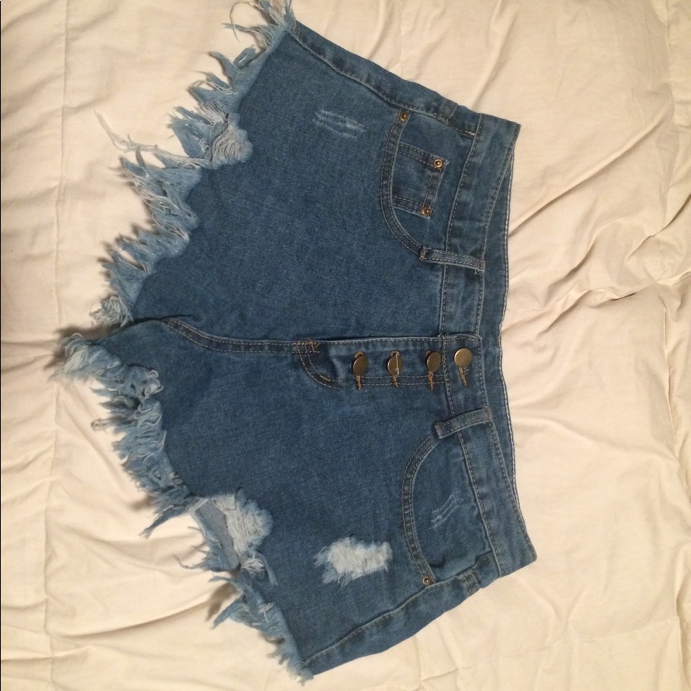 destressed denim shorts
